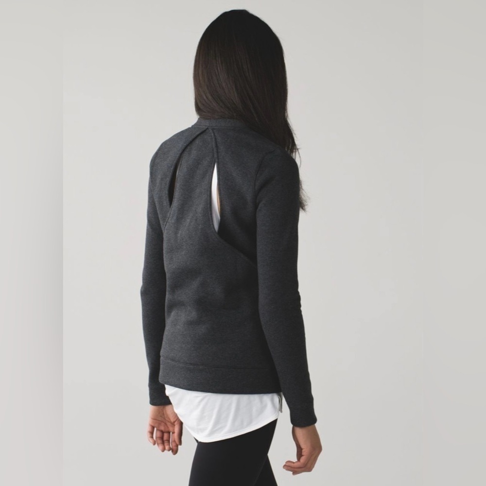 Lululemon &go Endeavor Long Sleeve Heathered Black Cut Out Back Sweatshirt